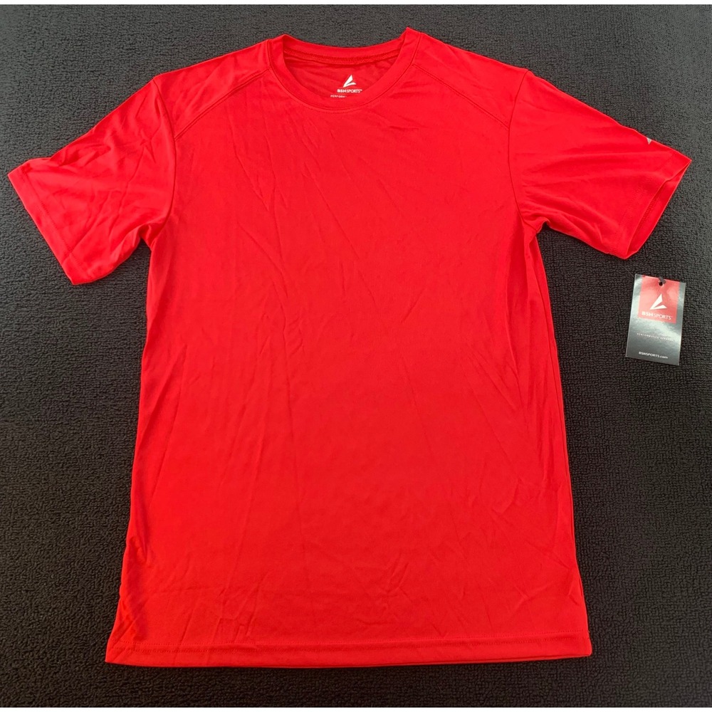 BSN SPORTS Mens Short Sleeve Performance TShirt Red‎ Small